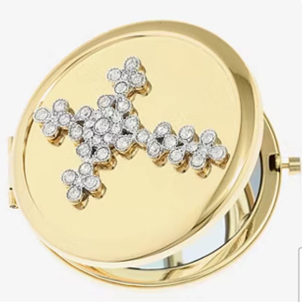 Monet Gold Compact with Crystal Cross NWT